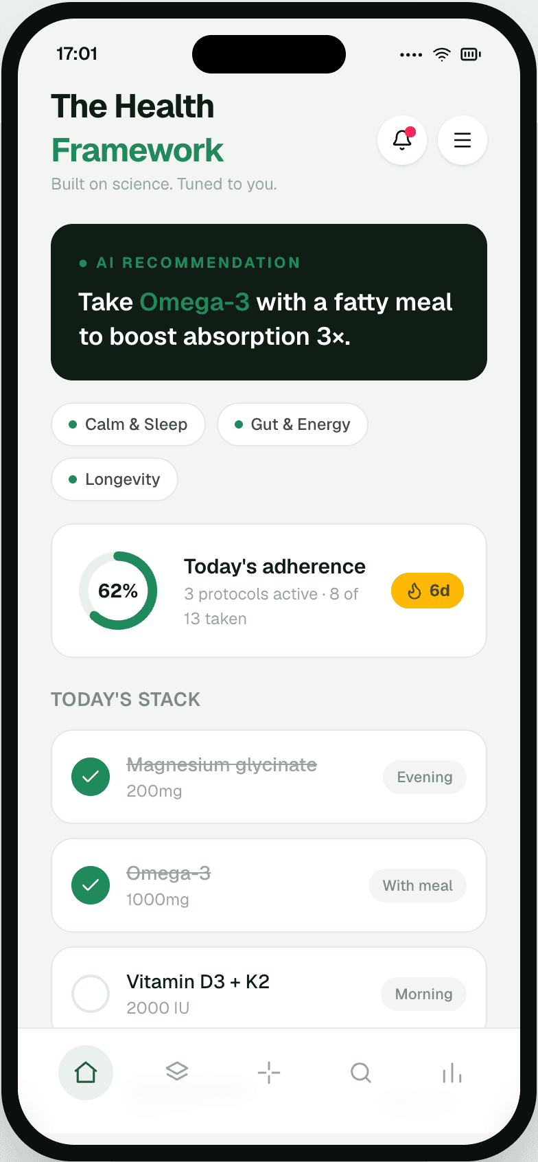 Protocol tracker with reminders and symptom logging